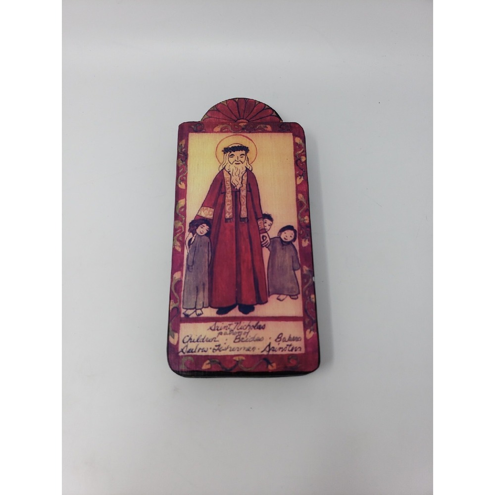 Saint Nicholas Bishop Of Myra For Children, Brides, Wood Plaque Signed Garlick